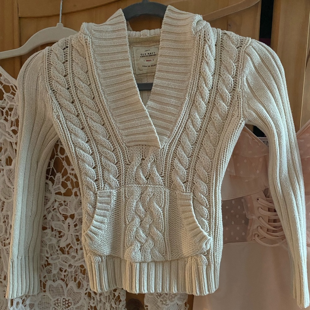 Old Navy Cable Knit Hooded Sweater